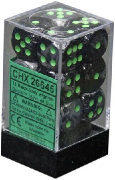 CHESSEX - 12D6 GEMINI BLACK-GREY/GREEN | Play N Trade Winnipeg