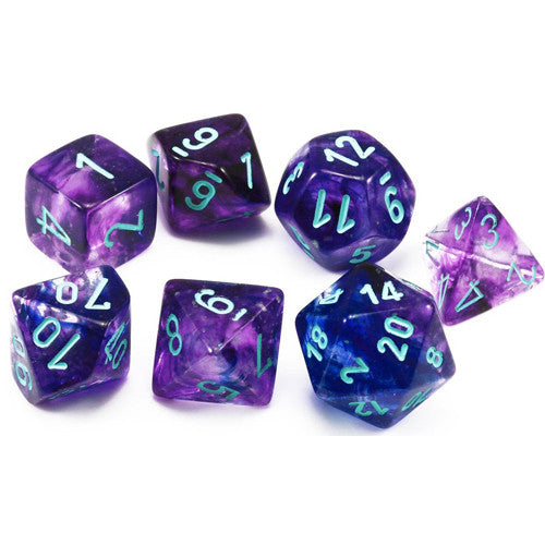 CHESSEX - NEBULA 7-DIE SET NOCTURNAL/BLUE LUMINARY | Play N Trade Winnipeg